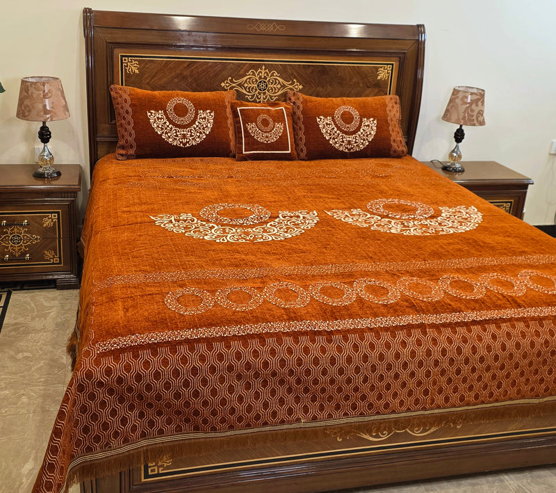 Velvet Bedsheet - Burnt Orange