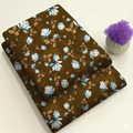 Dark Brown with Aqua & Cream Flowers Print 2-Piece Unstitched Suit (D-363)