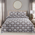 Brown Feather Bloom Bedsheet Set COTTON CRAFT