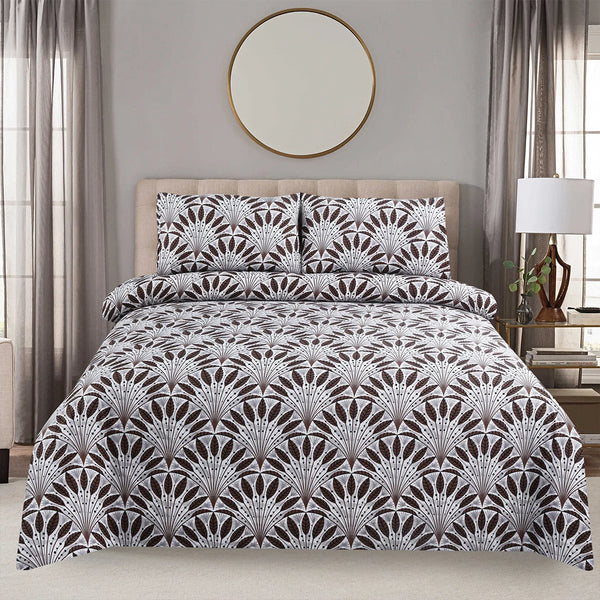 Brown Feather Bloom Bedsheet Set