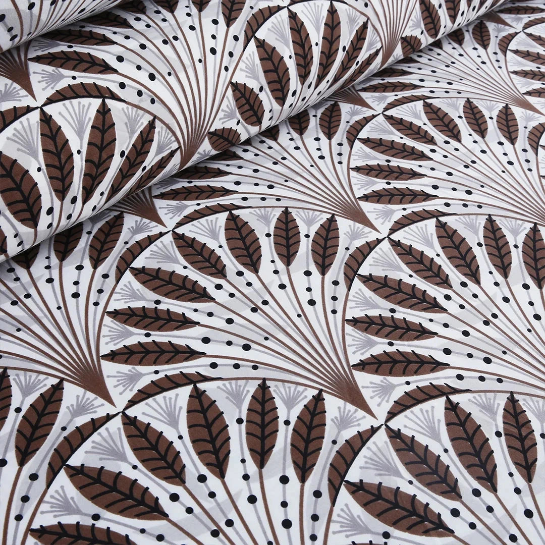 Brown Feather Bloom Bedsheet Set COTTON CRAFT