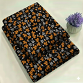 Black with Orange Nocturne Bloom Floral Print 2-Piece Unstitched Suit (D-376)