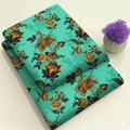 Aqua Teal & Gold Floral Print Fabric 2-Piece Unstitched Suit (D-325)