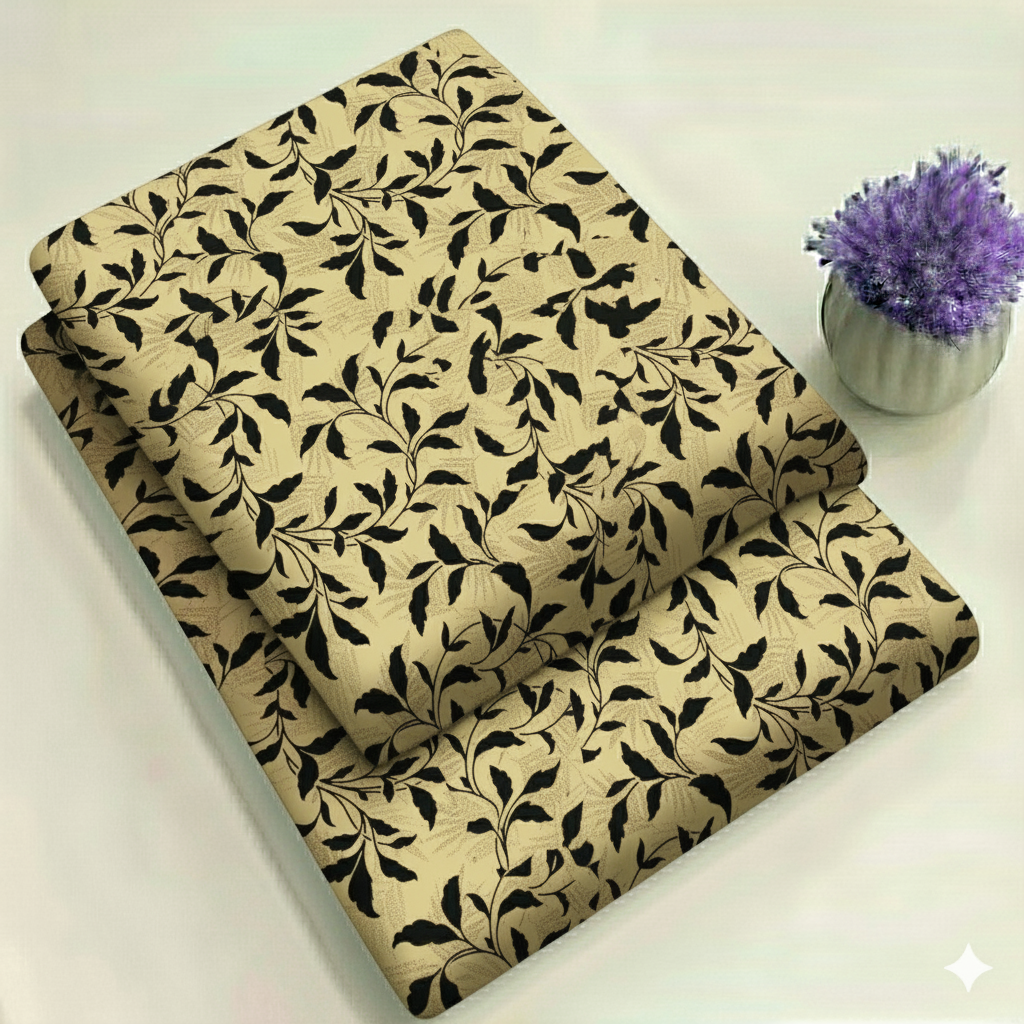 Sunlit Leaves fawn Print 2-Piece Unstitched Suit (D-320)