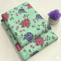 Light Aqua with Vibrant Flowers Print 2-Piece Unstitched Suit (D-362)