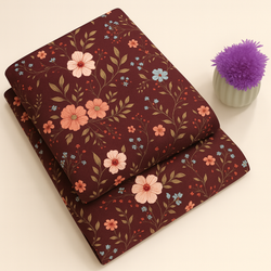 Maroon & Golden Autumn Charm Print 2-Piece Unstitched Suit (D-355)