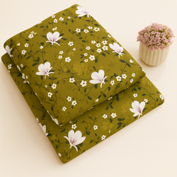 Olive Green Spring Meadow Floral Print 2-Piece Unstitched Suit (D-353)