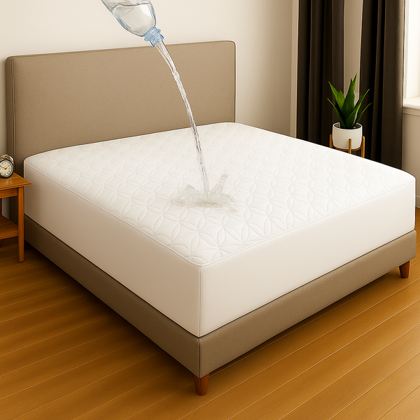 WHITE QUILTED WATERPROOF MATTRESS FITTED COVER