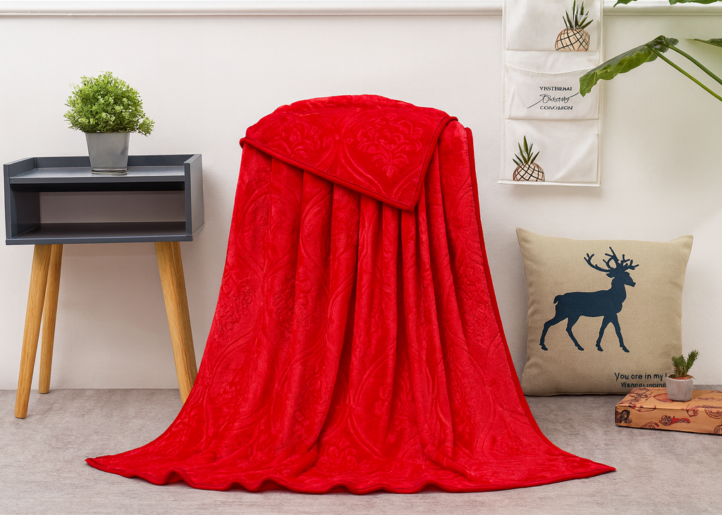 Pink Red Plush Blanket COTTON CRAFT