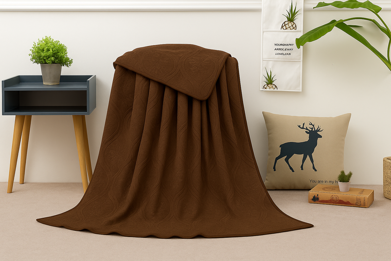 Chocolate Plush Blanket COTTON CRAFT