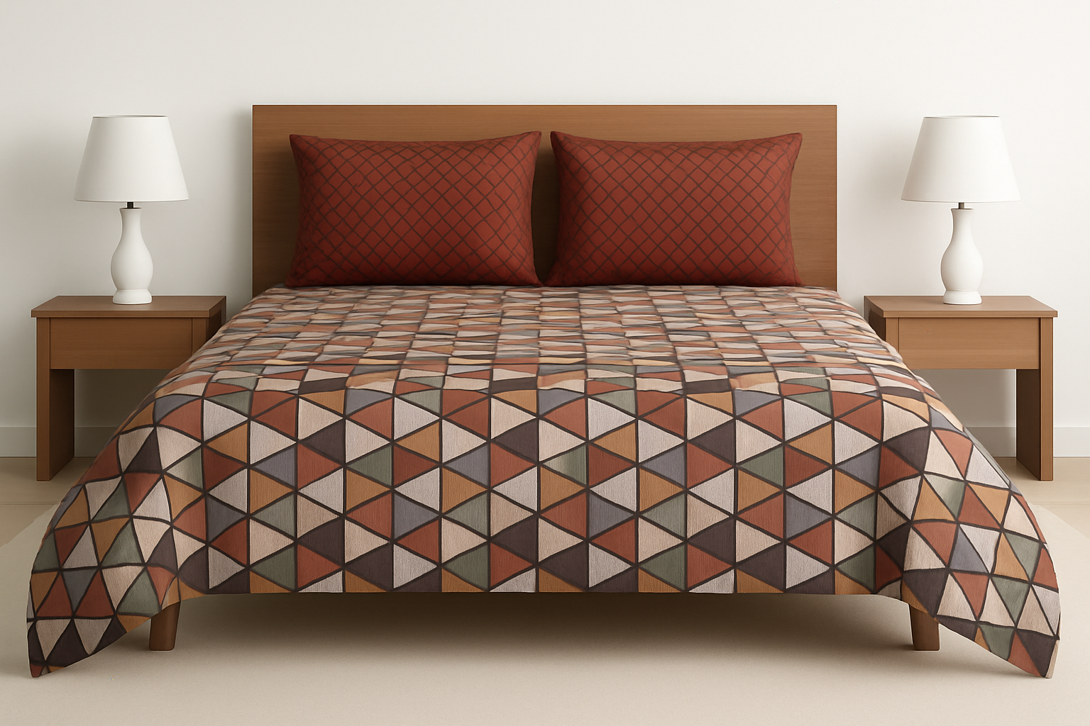 Multicolor Geometric Pattern Cotton Bedsheet COTTON CRAFT