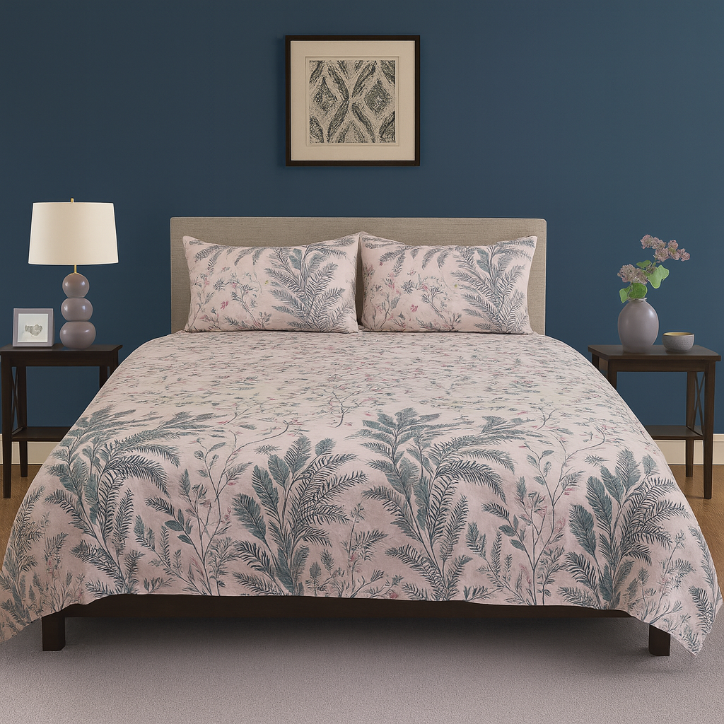 Nature’s Grace Floral Pattern Crystal Cotton Printed Bedsheet COTTON CRAFT