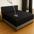 BLACK QUILTED WATERPROOF MATTRESS FITTED COVER COTTON CRAFT