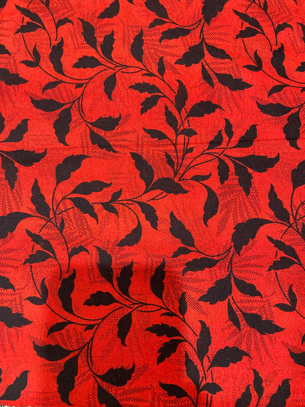 Sunlit Leaves Red Print 2-Piece Unstitched Suit (D-320)