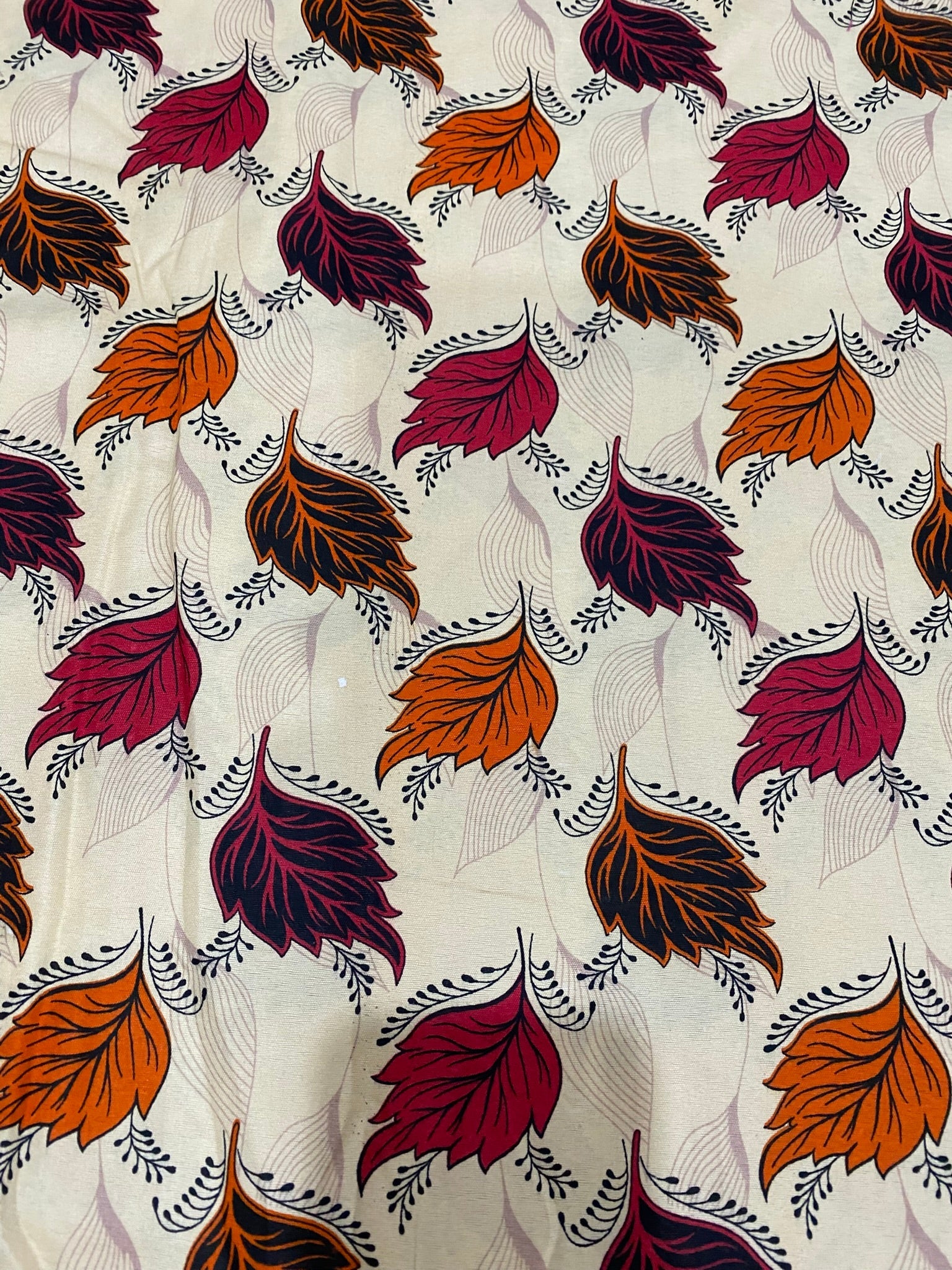 Multicolor Floral Leaf Print Pearl 2-Piece Unstitched Suit (D-341) COTTON CRAFT