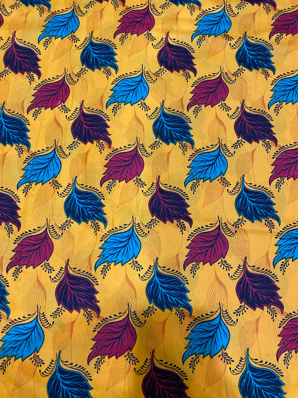 Floral Leaf Print Yellow 2-Piece Unstitched Suit (D-341) COTTON CRAFT