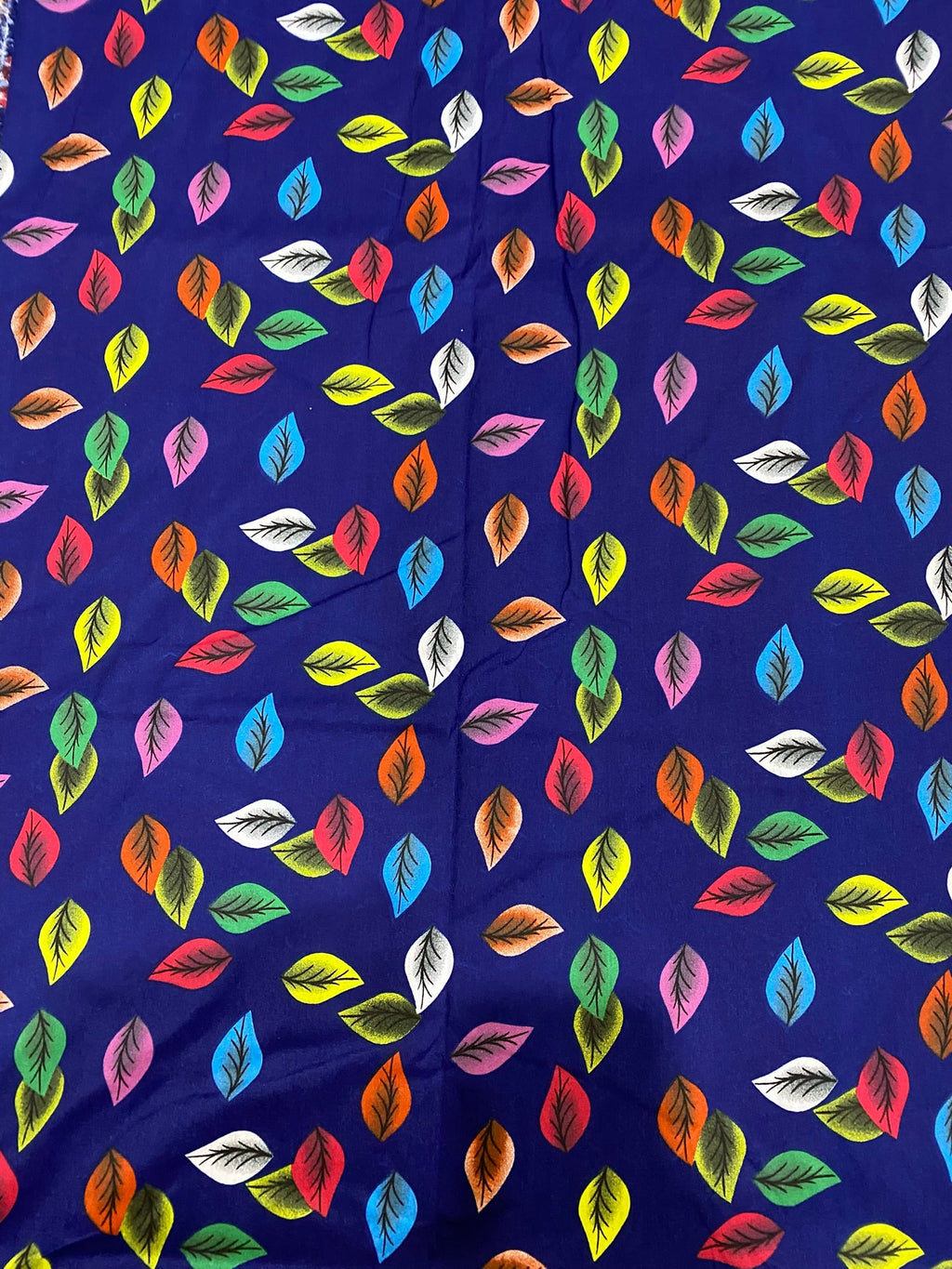 Multicolor Leaf Print Blue 2-Piece Unstitched Suit COTTON CRAFT