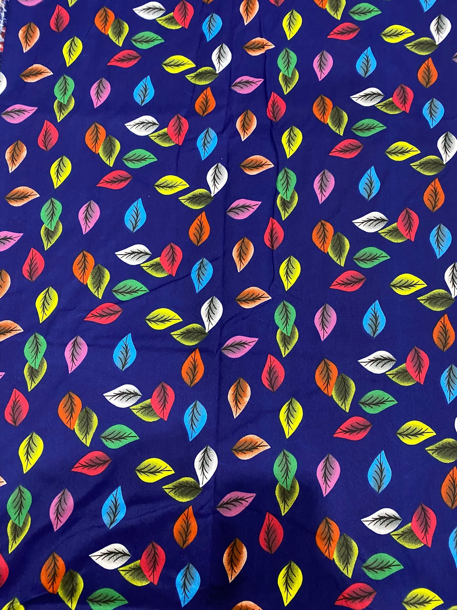 Multicolor Leaf Print Blue 2-Piece Unstitched Suit COTTON CRAFT