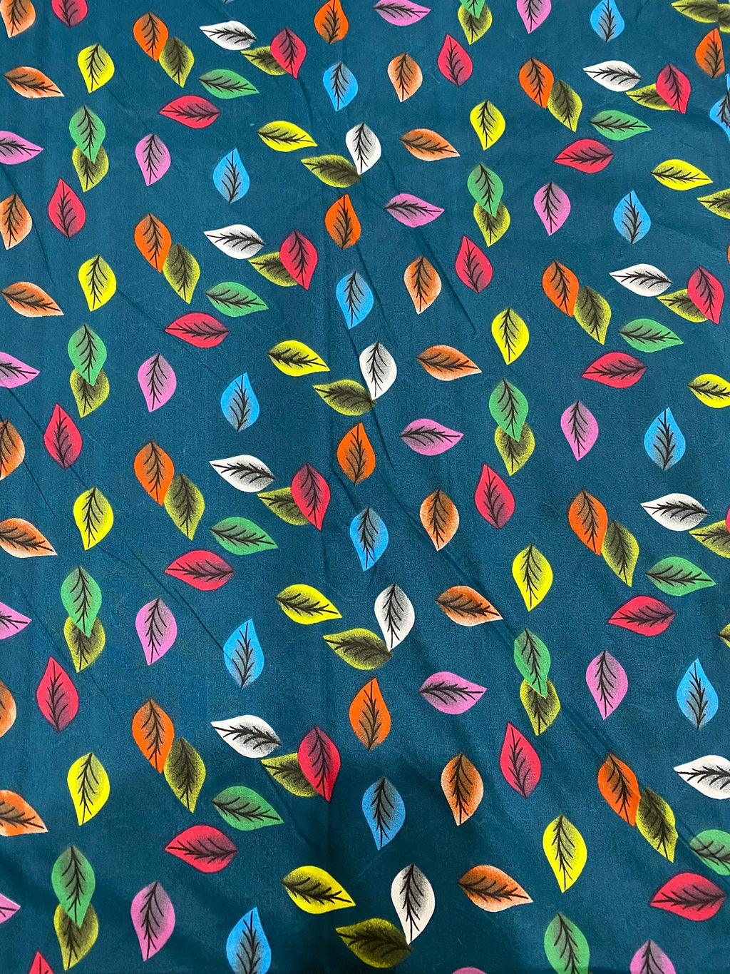 Multicolor Leaf Print Dark Green 2-Piece Unstitched Suit COTTON CRAFT