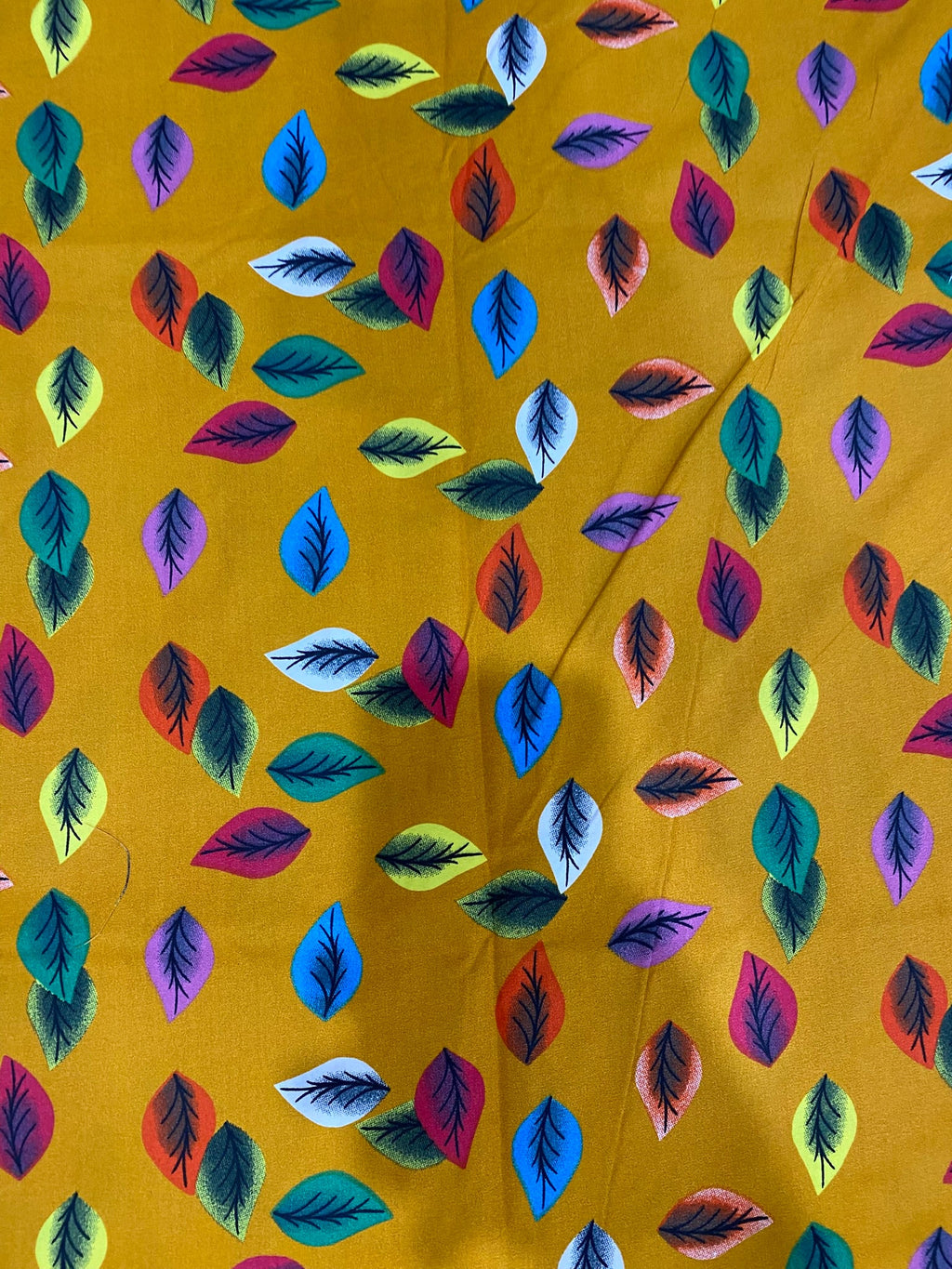 Multicolor Leaf Print Yellow 2-Piece Unstitched Suit COTTON CRAFT