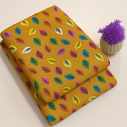 Multicolor Leaf Print Yellow 2-Piece Unstitched Suit
