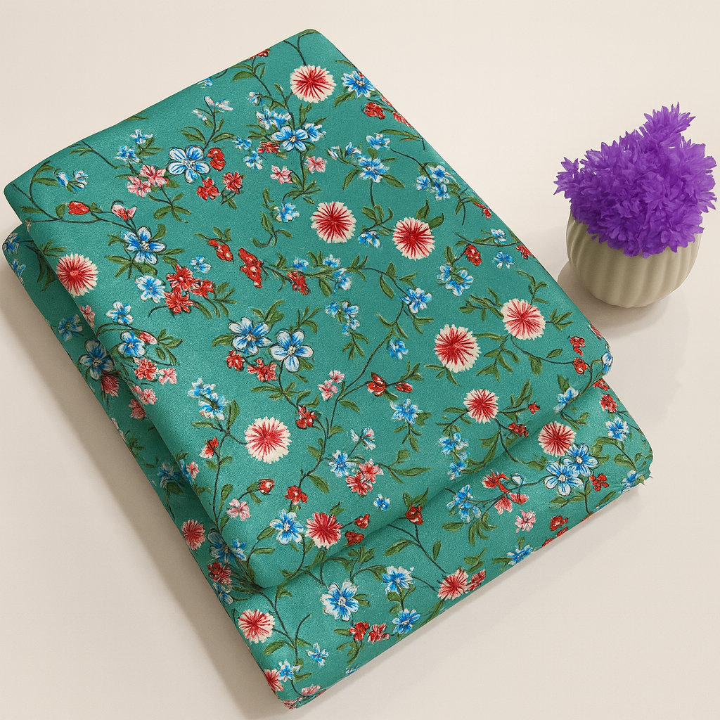 Zinc Elegant Blossom Print 2-Piece Unstitched Suit (D-279) COTTON CRAFT