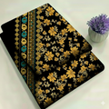 Black & Midnight Gold with Borders Floral Print 2-Piece Unstitched Suit (D-397)