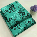 Teal Blossom with Ebony Accents Floral Print 2-Piece Unstitched Suit (D-412)