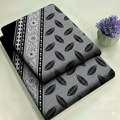 Grey & Black Monochrome Leaf Floral Print 2-Piece Unstitched Suit (D-411)