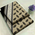Beige & Black Leaf Floral Print 2-Piece Unstitched Suit (D-411)