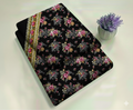 Midnight Black & Vintage Rose Red with Lace Borders Floral Print 2-Piece Unstitched Suit (D-398)