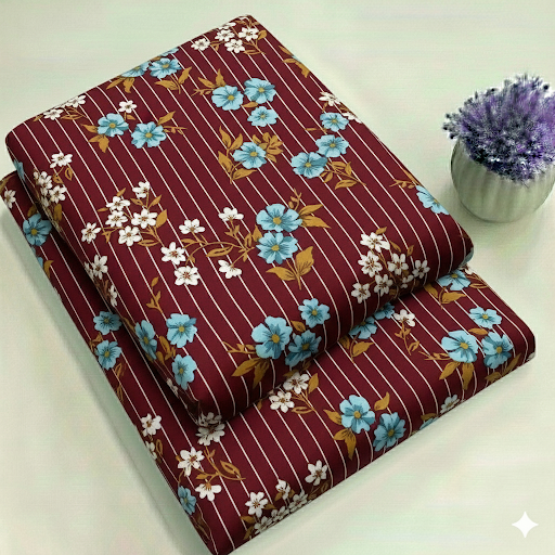 Elegant Brown Botanical Textile 2-Piece Unstitched Suit (D-391)