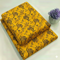 Premium Mustard Botanical Floral Print Fabric 2-Piece Unstitched Suit (D-387)