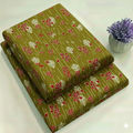 Olive Green & Red Floral Print Fabric 2-Piece Unstitched Suit (D-381)