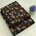 Black & Rust Orange Floral Print Fabric 2-Piece Unstitched Suit (D-381)