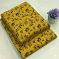 Premium Mustard & Black Sketch Floral Print Fabric 2-Piece Unstitched Suit (D-385)