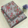 Vintage Grey & Red Garden Floral Print Fabric 2-Piece Unstitched Suit (D-394)