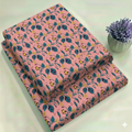 Pink & Teal Botanical Floral Print Fabric 2-Piece Unstitched Suit (D-384)