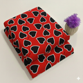Stylized heart-shaped leaves on RED Floral Print Fabric 2-Piece Unstitched Suit (D-410)