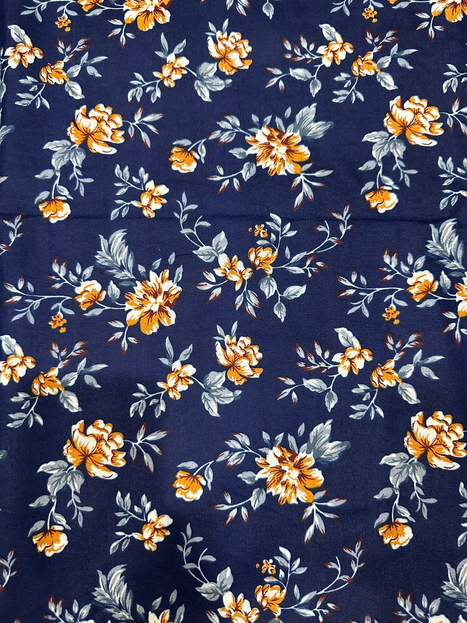 Golden Blossom on Blue Print 2-Piece Unstitched Suit (D-291) COTTON CRAFT