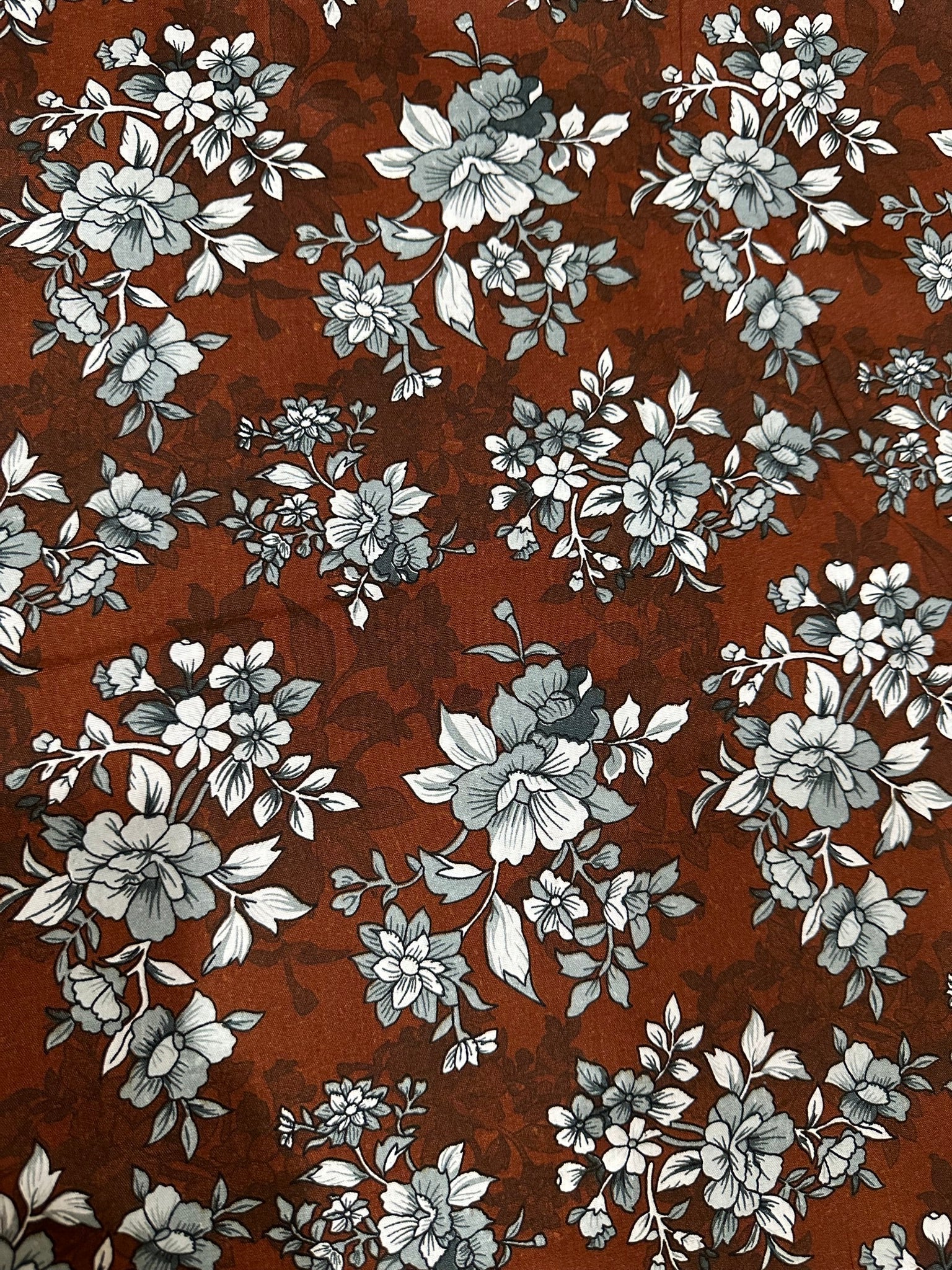 Brown Elegant Rose Print 2-Piece Unstitched Suit (D-342) COTTON CRAFT