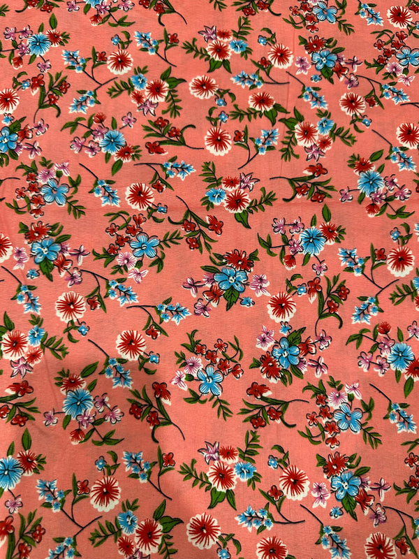 Pink Elegant Blossom Print 2-Piece Unstitched Suit (D-279)