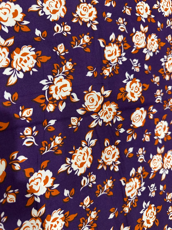 Purple Floral Print 2-Piece Unstitched Suit (D-252)