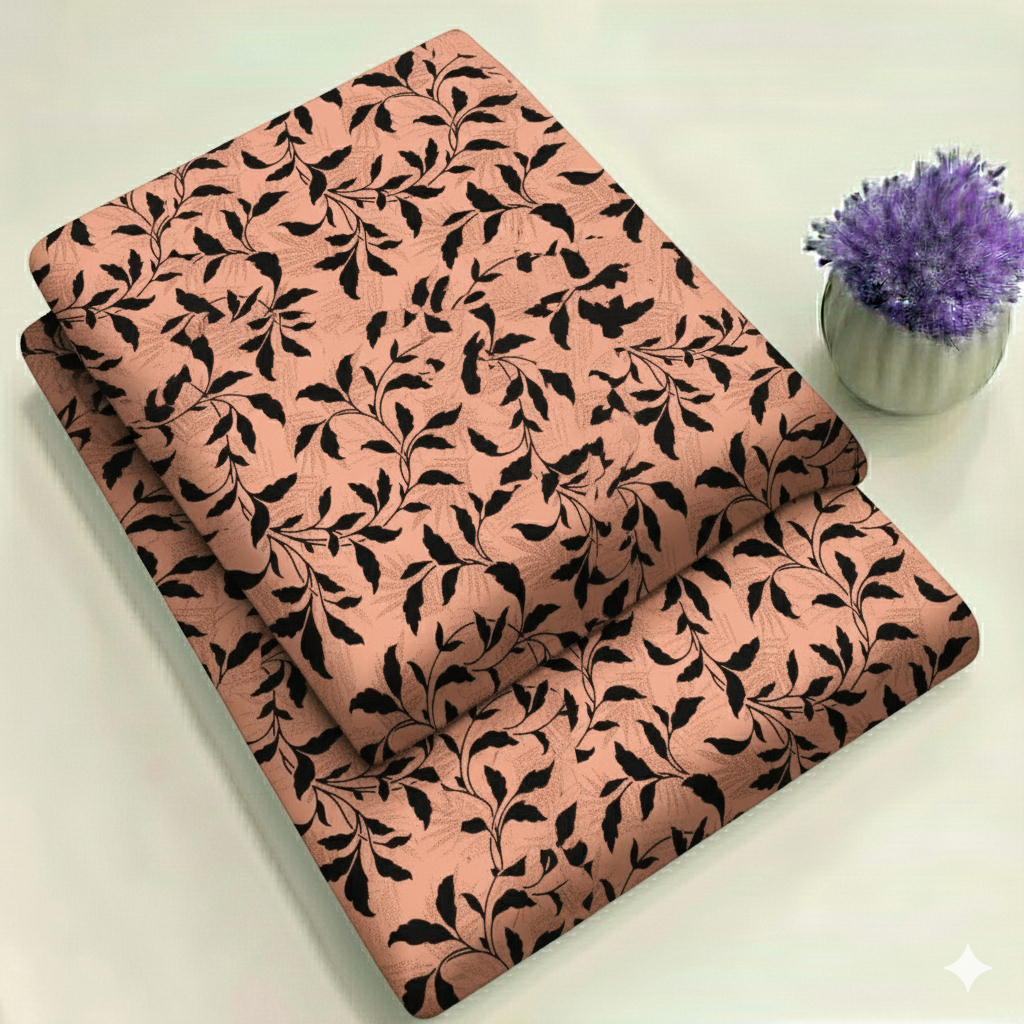 Sunlit Leaves dusty salmon Print 2-Piece Unstitched Suit (D-320)