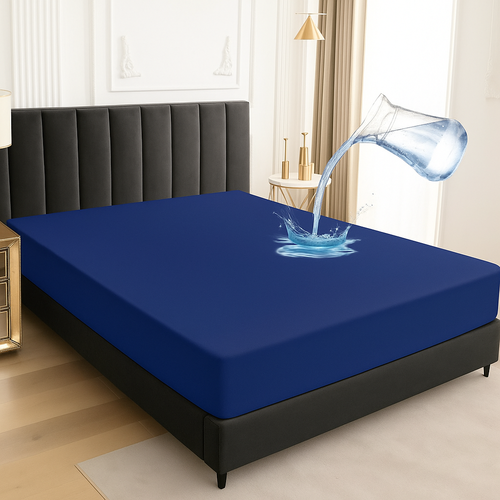 Blue Terry cotton WATERPROOF MATTRESS FITTED COVER
