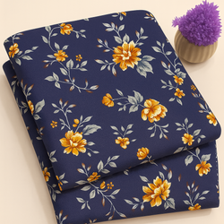 Golden Blossom on Blue Print 2-Piece Unstitched Suit (D-291)