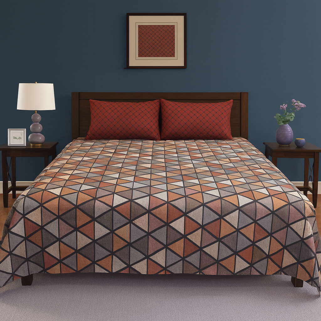 Multicolor Geometric Pattern Cotton Bedsheet COTTON CRAFT