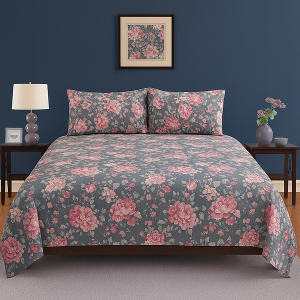 Antique Rose Floral Dream Bedding Design Crystal Cotton Printed Bedsheet