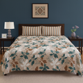 Beige Floral & Stripe Design Cotton Bedsheet COTTON CRAFT